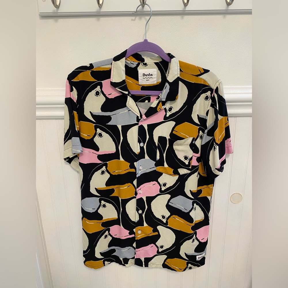 Pink and Black Retro Casual Button Down Shirt